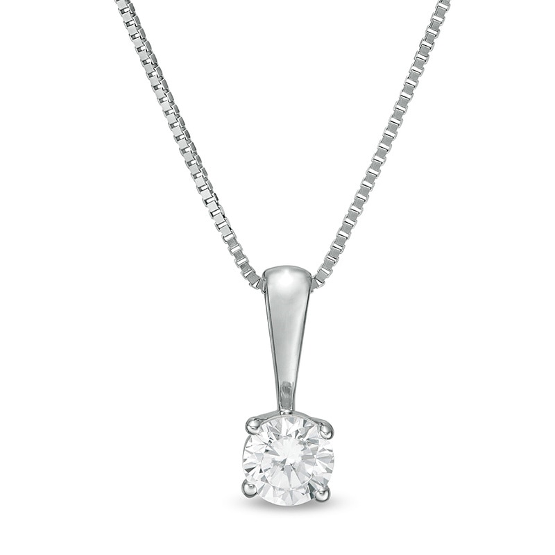 Previously Owned - 1/4 CT. Diamond Solitaire Pendant in 14K White Gold (J/I2)