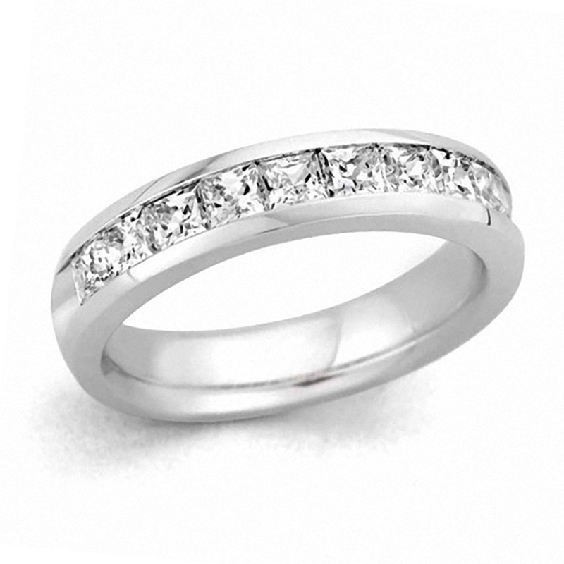 Previously Owned - 1/4 CT. T.W.  Princess-Cut Diamond Wedding Band in 14K White Gold (I/SI2)