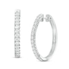 Thumbnail Image 0 of Previously Owned - 1 CT. T.W. Diamond Oval Hoop Earrings in 10K White Gold