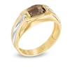 Thumbnail Image 1 of Previously Owned - Men's Barrel-Cut Smoky Quartz and Diamond Accent Ring in 10K Gold