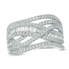 Thumbnail Image 1 of Previously Owned - 1 CT. T.W. Diamond Layered Crossover Ring in 10K White Gold