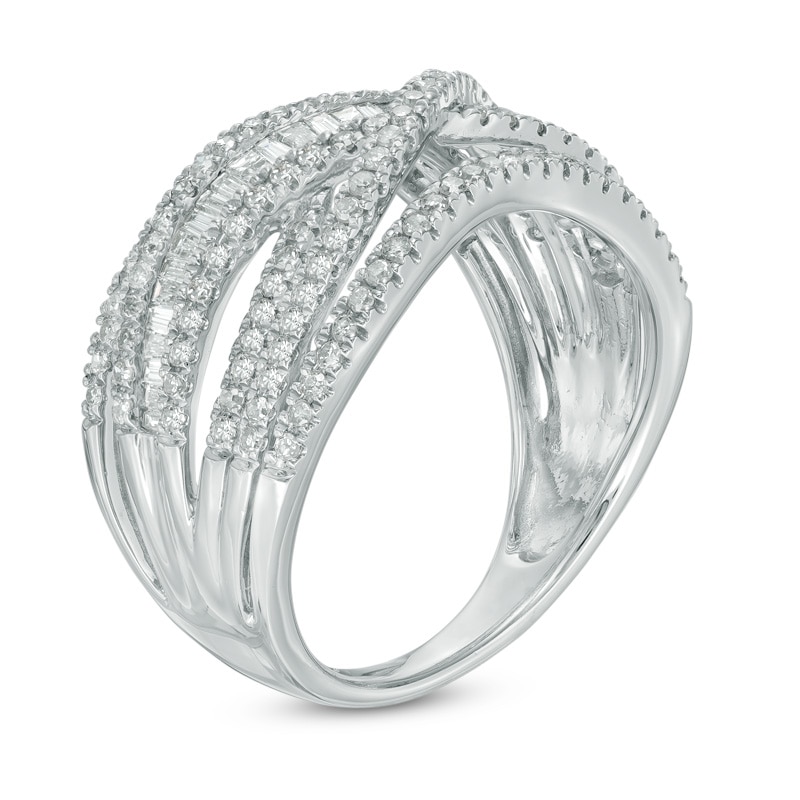 Main Image 2 of Previously Owned - 1 CT. T.W. Diamond Layered Crossover Ring in 10K White Gold