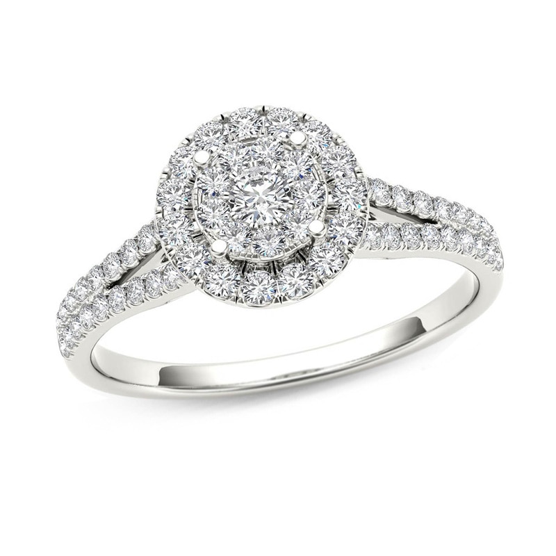 Previously Owned - 1/2 CT. T.W. Composite Diamond Frame Engagement Ring in 14K White Gold