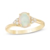 Thumbnail Image 0 of Previously Owned - Oval Opal and 1/10 CT. T.W. Diamond Tri-Sides Ring in 10K Gold