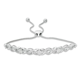 Previously Owned - 1/10 CT. T.W. Diamond &quot;XO&quot; Bolo Bracelet in 10K White Gold - 9.5&quot;