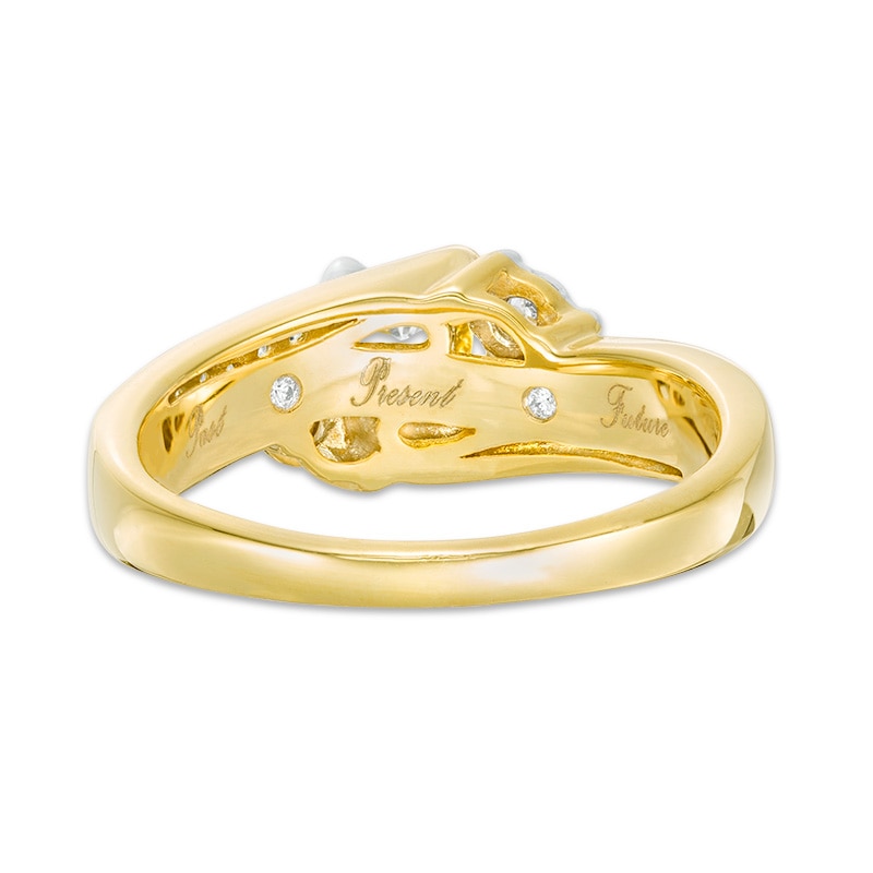 Previously Owned - 1/4 CT. T.W. Diamond Past Present Future® Bypass Engagement Ring in 10K Gold