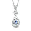 Thumbnail Image 1 of Previously Owned - Vera Wang Love Collection Blue Sapphire and 1/6 CT. T.W. Diamond Pendant in 14K White Gold - 19"