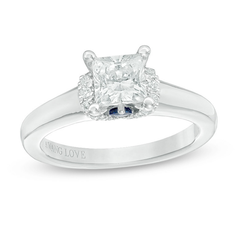 Previously Owned - Vera Wang Love Collection 1 CT. T.W. Princess-Cut Diamond Collar Engagement Ring in 14K White Gold