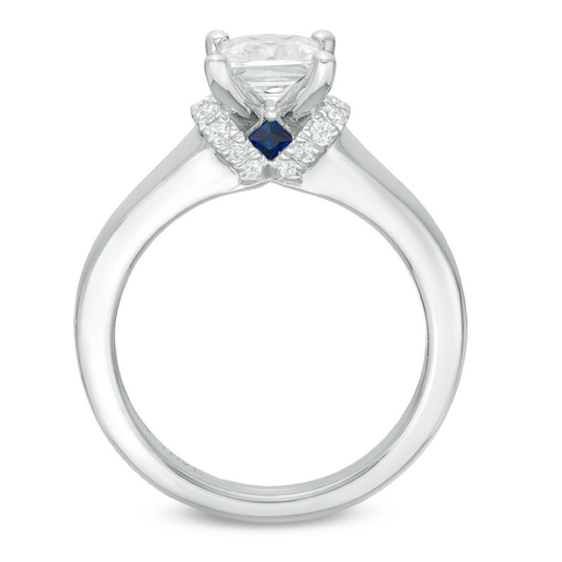 Previously Owned - Vera Wang Love Collection 1 CT. T.W. Princess-Cut Diamond Collar Engagement Ring in 14K White Gold
