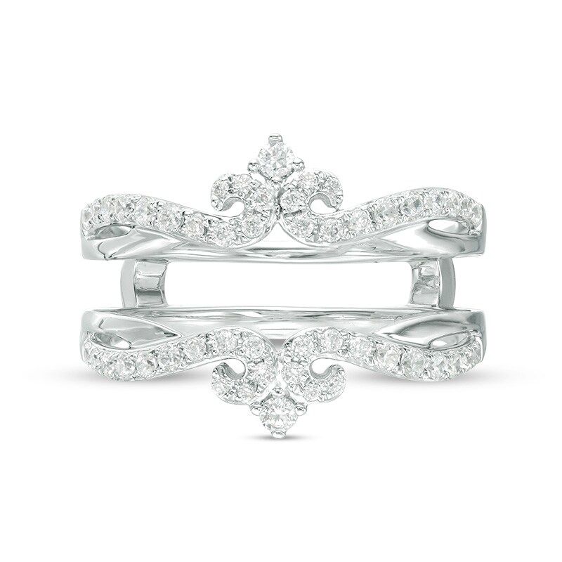 Main Image 5 of Previously Owned - 1/2 CT. T.W. Diamond Twist Double Crown Solitaire Enhancer in 14K White Gold