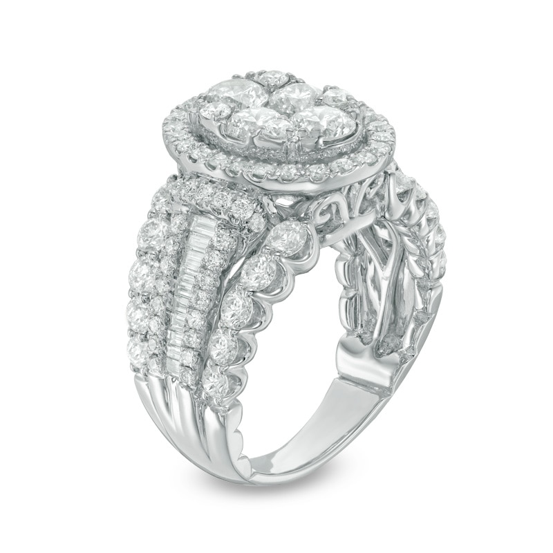 Main Image 2 of Previously Owned - 3 CT. T.W. Composite Diamond Frame Multi-Row Engagement Ring in 14K White Gold