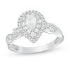 Thumbnail Image 0 of Previously Owned - 1 CT. T.W. Pear-Shaped Diamond Double Frame Twist Engagement Ring in 14K White Gold