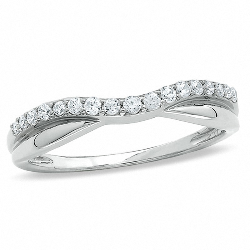 Previously Owned - 1/3 CT. T.W. Diamond Twist Contour Band in 14K White Gold