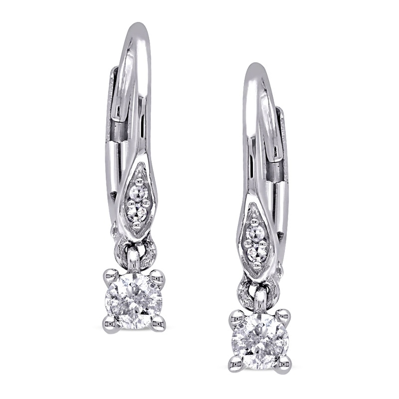 Previously Owned - 1/4 CT. T.W. Diamond Drop Earrings in 10K White Gold