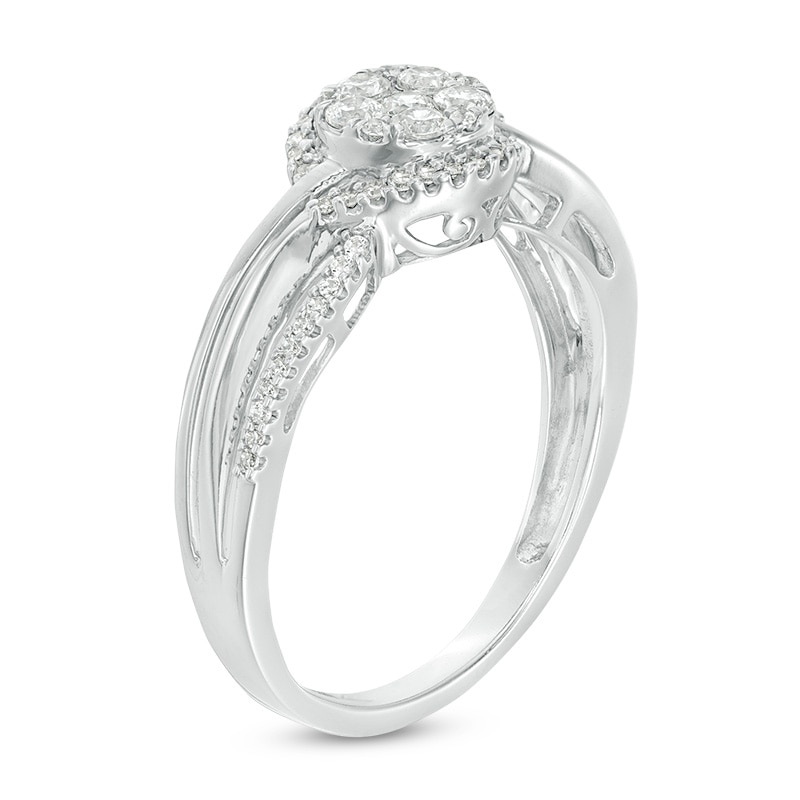 Previously Owned - 1/3 CT. T.W. Composite Diamond Bypass Promise Ring in 10K White Gold