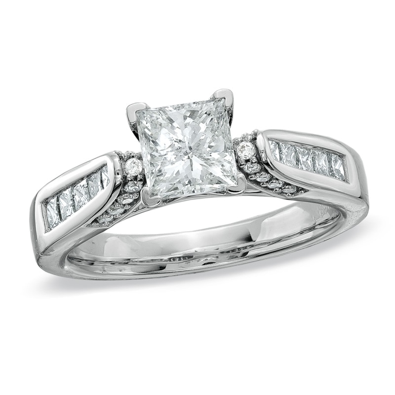 Main Image 1 of Previously Owned - 1-1/2 CT. T.W. Princess-Cut Diamond Engagement Ring in 14K White Gold