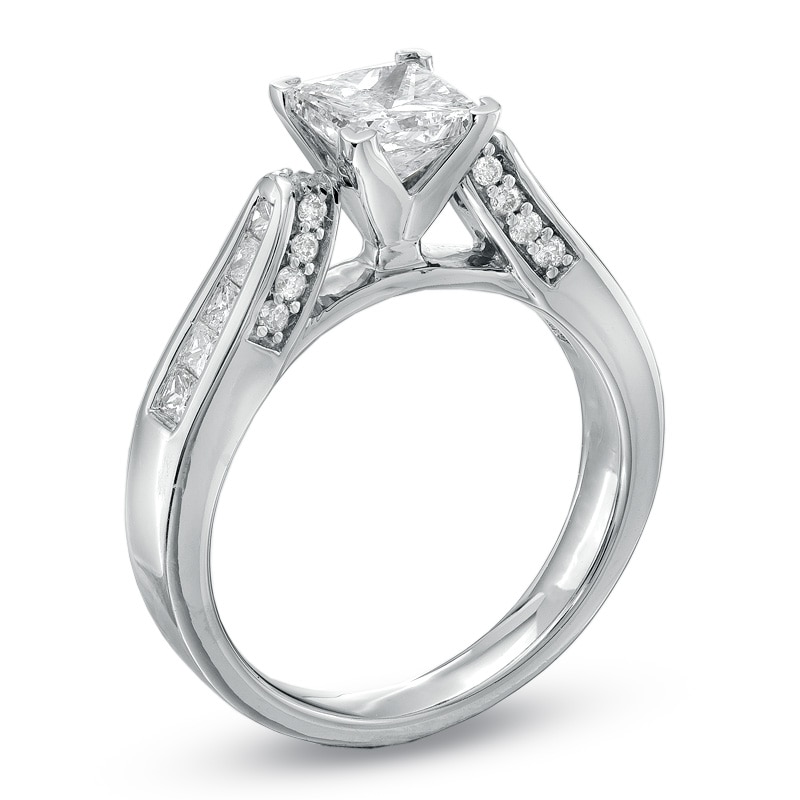 Main Image 2 of Previously Owned - 1-1/2 CT. T.W. Princess-Cut Diamond Engagement Ring in 14K White Gold