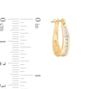 Thumbnail Image 1 of Previously Owned - 1/4 CT. T.W. Channel-Set Diamond Oval Hoop Earrings in 14K Gold