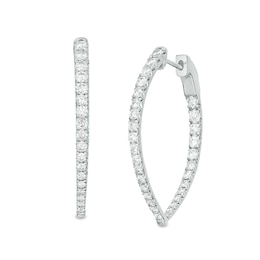 Previously Owned - 2 CT. T.W. Diamond Inside-Out Point Hoop Earrings in 10K White Gold