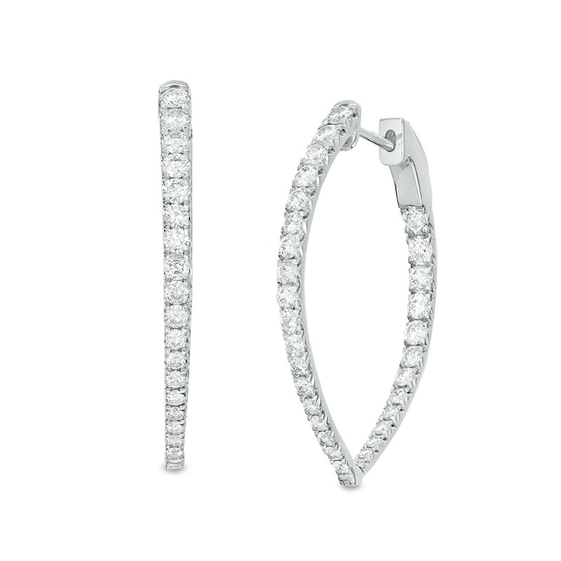 Main Image 1 of Previously Owned - 2 CT. T.W. Diamond Inside-Out Point Hoop Earrings in 10K White Gold