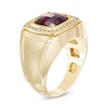 Thumbnail Image 1 of Previously Owned - Men's 9.0mm Cushion-Cut Lab-Created Garnet and 1/4 CT. T.W. Diamond Comfort Fit Ring in 10K Gold