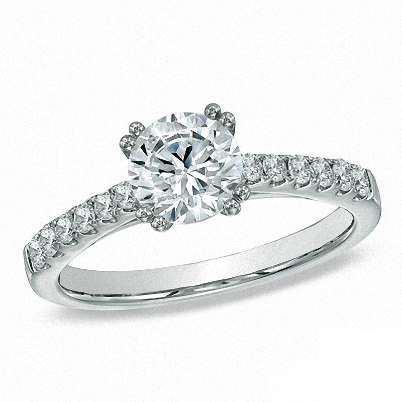 Main Image 1 of Previously Owned - Celebration Fire™ 1-1/4 CT. T.W. Diamond Engagement Ring in 14K White Gold (H-I/SI1-SI2)