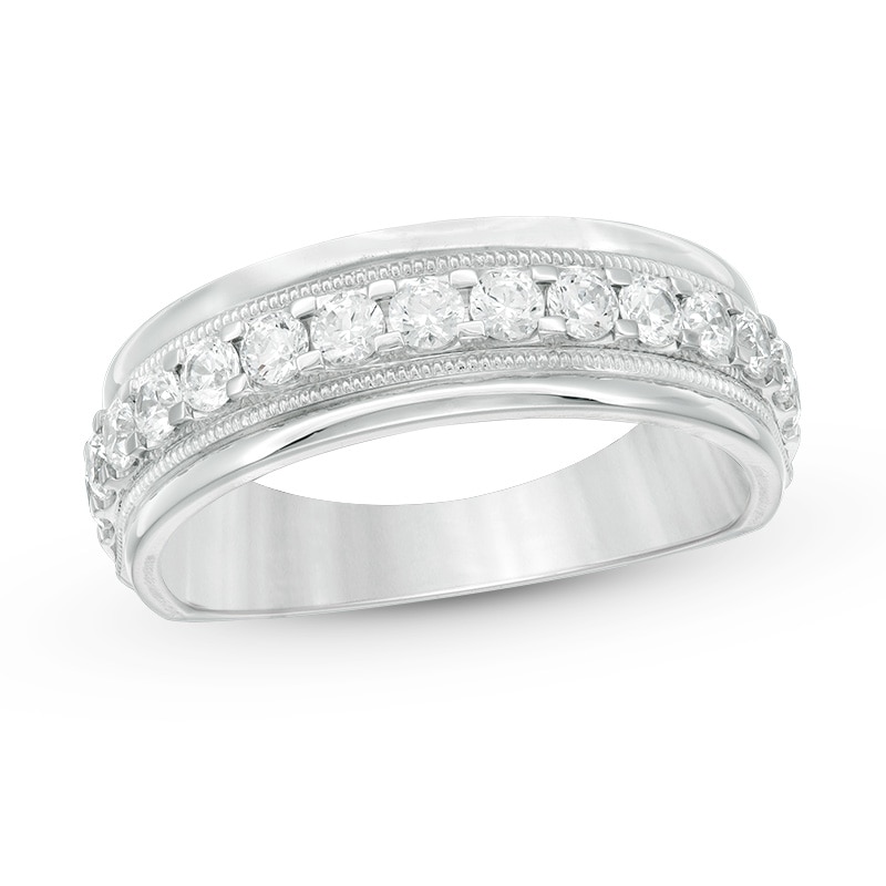 Main Image 1 of Previously Owned - Men's 1 CT. T.W. Diamond Vintage-Style Wedding Band in 10K White Gold