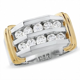 Previously Owned - Men's 1 CT. T.W. Diamond Double Row Band in 10K Two-Tone Gold