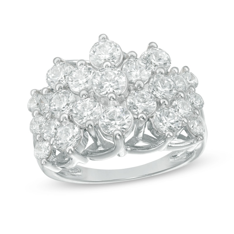 Main Image 1 of Previously Owned - 3 CT. T.W. Diamond Cluster Ring in 10K White Gold