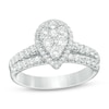 Thumbnail Image 0 of Previously Owned - 1 CT. T.W. Pear-Shaped Multi-Diamond Frame Bridal Set in 14K White Gold