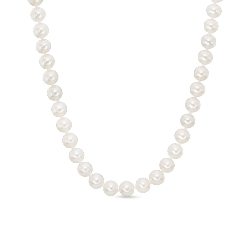 Previously Owned-Vera Wang Love Collection 6.5-7.0mm Freshwater Cultured Pearl 1/15 CT. T.W. Diamond Necklace