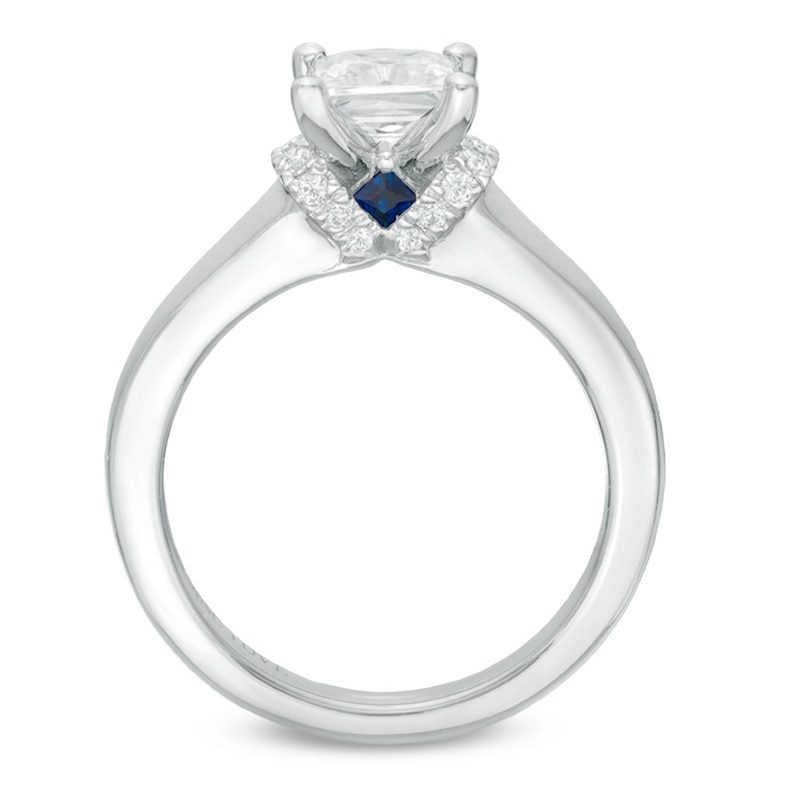 Previously Owned - Vera Wang Love Collection 1 CT. T.W. Princess-Cut Diamond Solitaire Collar Engagement Ring in 14K White Gold