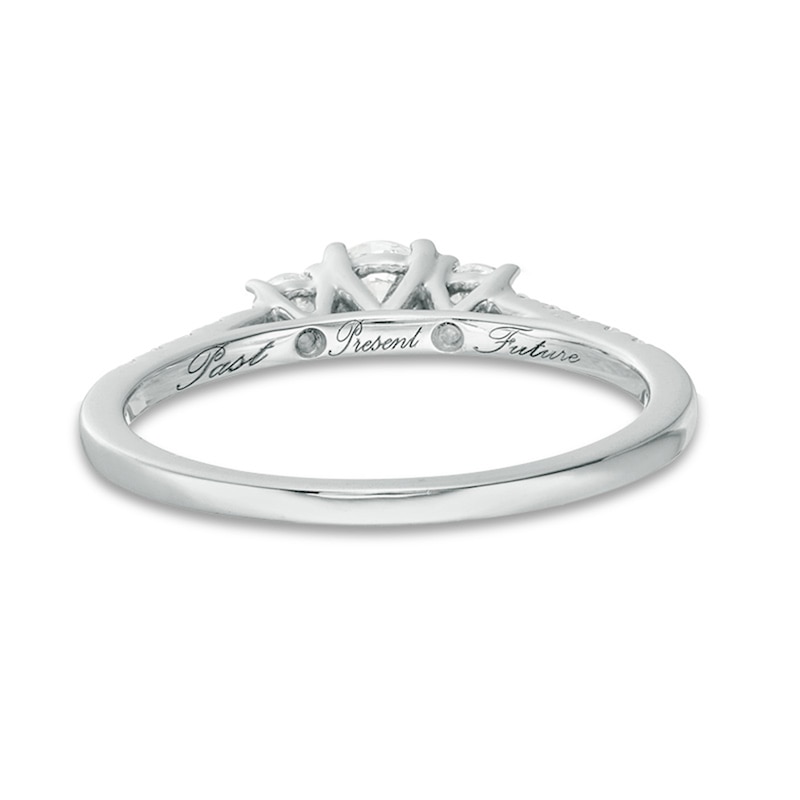 Previously Owned - 1/2 CT. T.W. Diamond Past Present Future® Engagement Ring in 10K White Gold