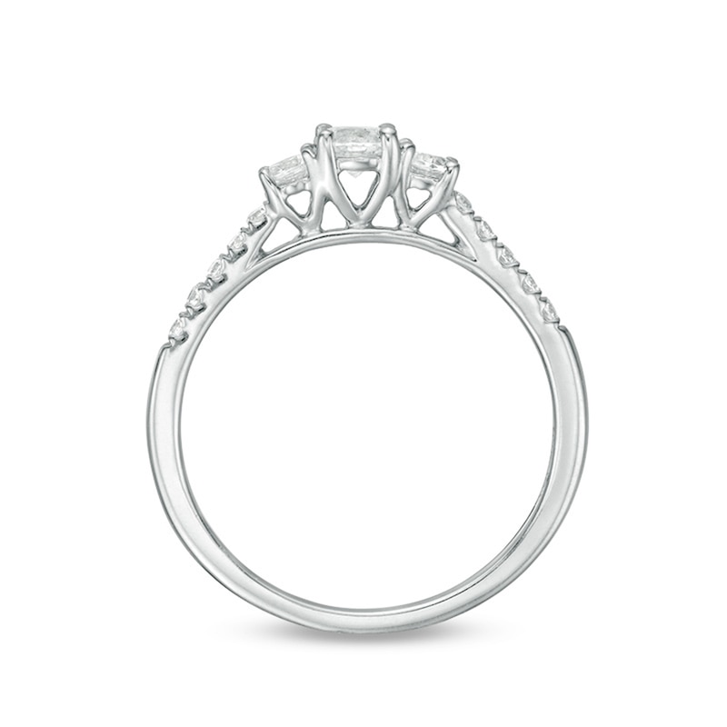 Previously Owned - 1/2 CT. T.W. Diamond Past Present Future® Engagement Ring in 10K White Gold