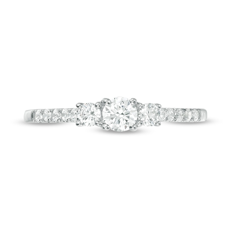 Previously Owned - 1/2 CT. T.W. Diamond Past Present Future® Engagement Ring in 10K White Gold