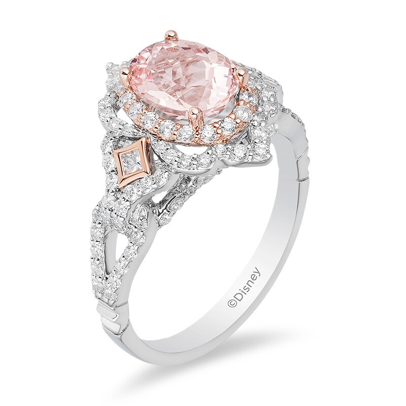 Main Image 2 of Previously Owned - Enchanted Disney Aurora Morganite and 3/4 CT. T.W. Diamond Engagement Ring in 14K Two-Tone Gold