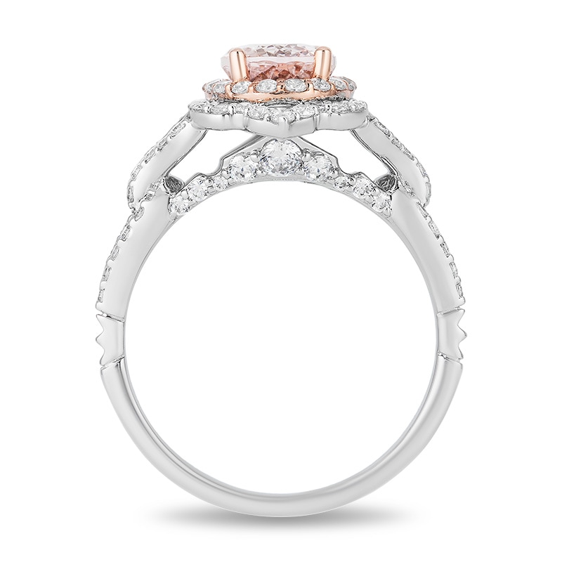 Main Image 3 of Previously Owned - Enchanted Disney Aurora Morganite and 3/4 CT. T.W. Diamond Engagement Ring in 14K Two-Tone Gold