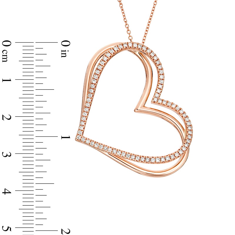 Main Image 4 of Previously Owned - The Kindred Heart from Vera Wang Love Collection 1/2 CT. T.W. Diamond Pendant in 10K Rose Gold - 19&quot;