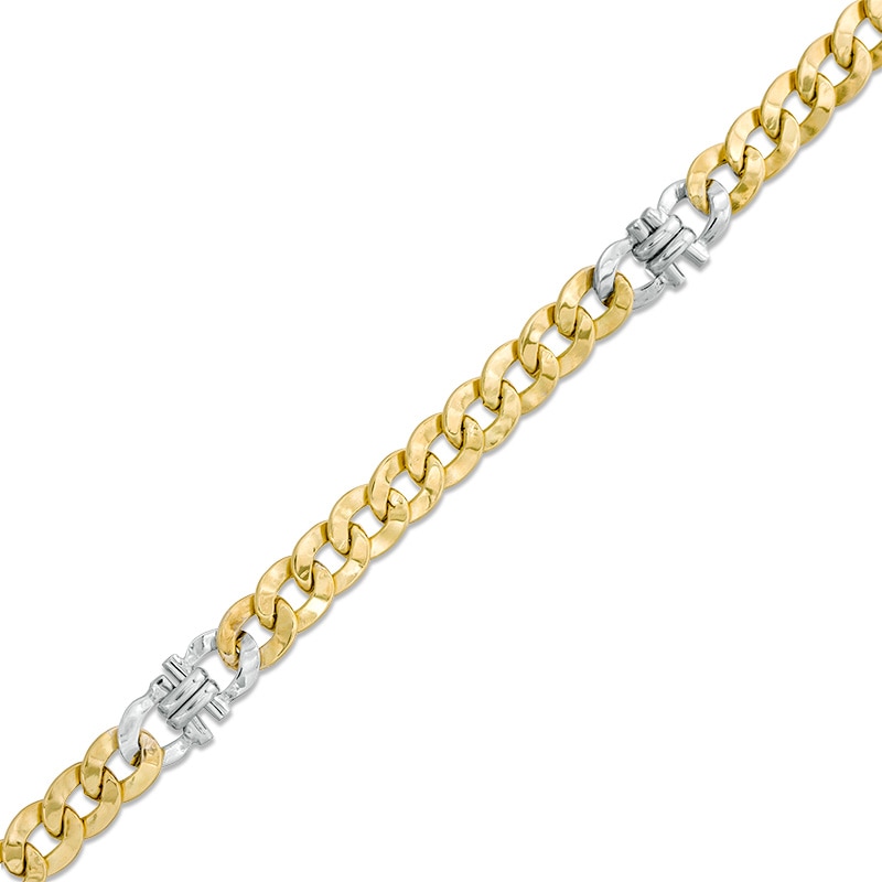 Previously Owned - Made in Italy Men's 6.5mm Curb Chain Station Necklace in 10K Two-Tone Gold - 22"