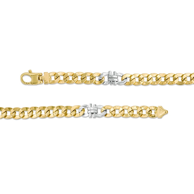 Previously Owned - Made in Italy Men's 6.5mm Curb Chain Station Necklace in 10K Two-Tone Gold - 22"