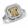 Thumbnail Image 0 of Previously Owned - 2 CT. T.W. Fancy Yellow Diamond Double Framed Ring in 18K Two-Tone Gold