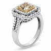 Thumbnail Image 1 of Previously Owned - 2 CT. T.W. Fancy Yellow Diamond Double Framed Ring in 18K Two-Tone Gold