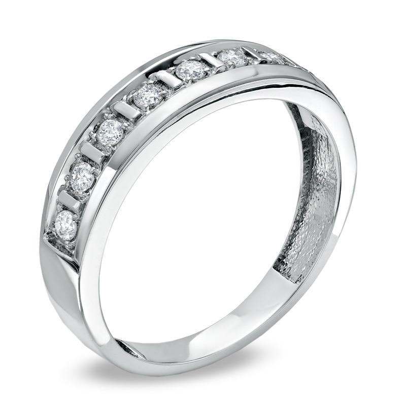 Main Image 2 of Previously Owned - Men's 1/3 CT. T.W. Diamond Wedding Band in 10K White Gold