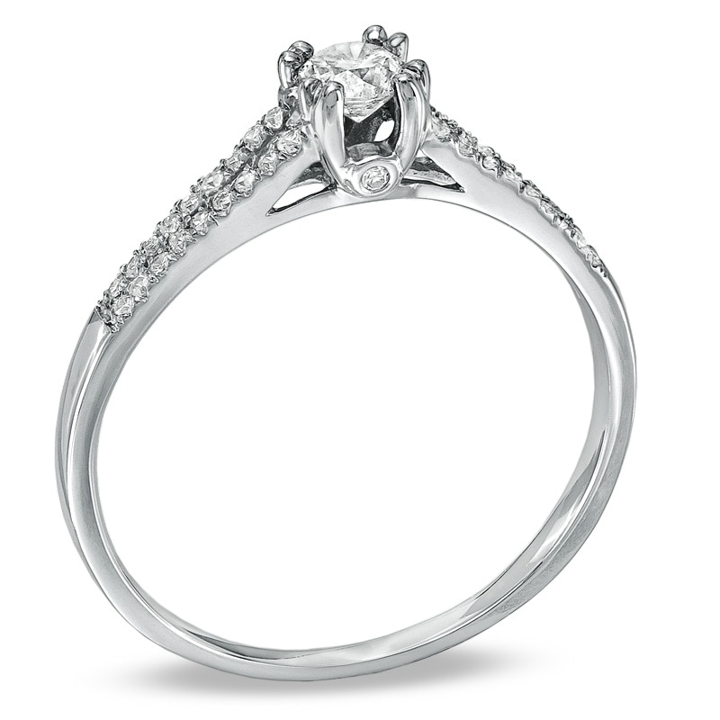 Previously Owned - 1/3 CT. T.W. Diamond Split Engagement Ring in 10K White Gold