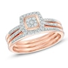 Thumbnail Image 1 of Previously Owned - 1/3 CT. T.W. Diamond Square Composite Frame Bridal Set in 10K Rose Gold