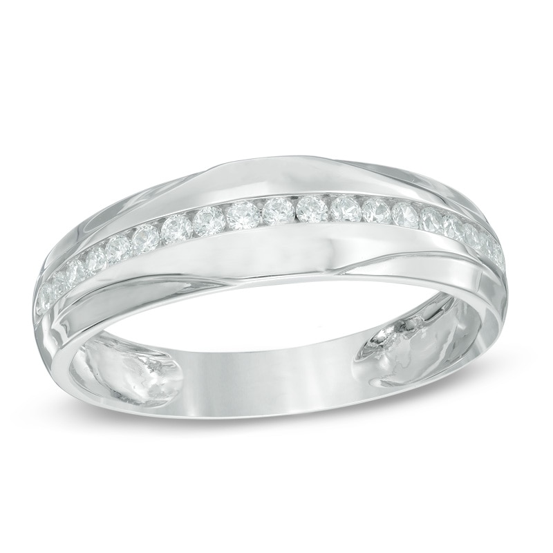 Previously Owned - Men's 1/3 CT. T.W. Diamond Wedding Band in 10K White Gold
