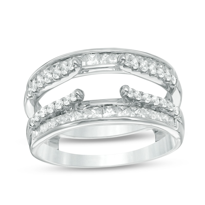 Previously Owned - 1 CT. T.W. Diamond Cathedral Double Row Solitaire Enhancer in 14K White Gold