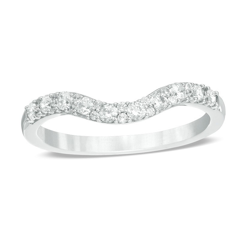 Main Image 1 of Previously Owned - Love's Destiny by Peoples 1/3 CT. T.W. Diamond Contour Wedding Band in 14K White Gold (I/SI2)