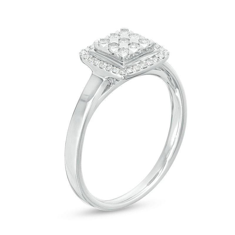 Main Image 2 of Previously Owned - 1/4 CT. T.W. Composite Diamond Square Frame Engagement Ring in 10K White Gold