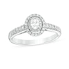 Thumbnail Image 0 of Previously Owned - 1/2 CT. T.W. Oval Diamond Double Frame Engagement Ring in 14K White Gold